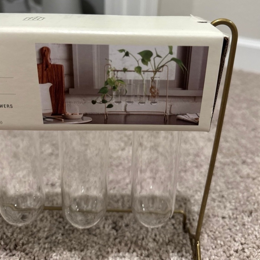 Hearth & Hand Glass Propagation Vase with Brass Stand - Picture 3 of 3